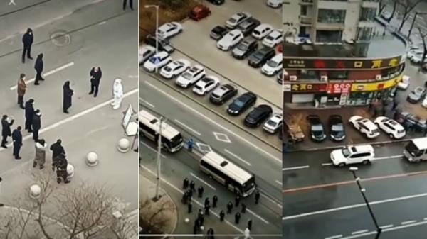 中国国务院副总理孙春兰近日去吉林市调研,他们走到哪里,都有被封控中的市民大喊:没饭吃!没菜吃!没有人管!(图片来源:视频截图)