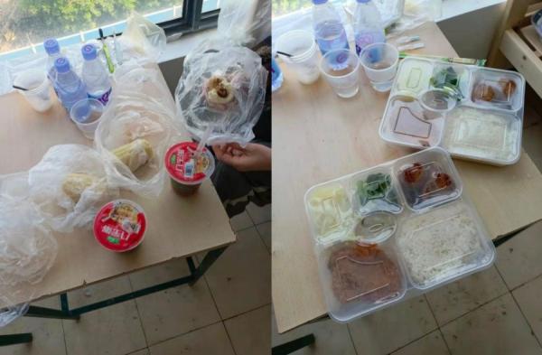 4月7日南汇方舱发放的早餐和午餐(受访者供图)