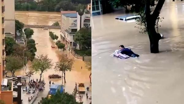 暴雨来袭中国南方,福建永安民房倒塌,至少3人死亡。(图片来源:视频截图)