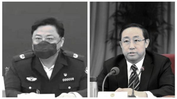 2021年10月2日,孙力军(左)被双开第三天,中共前司法部长傅政华(右)落马。