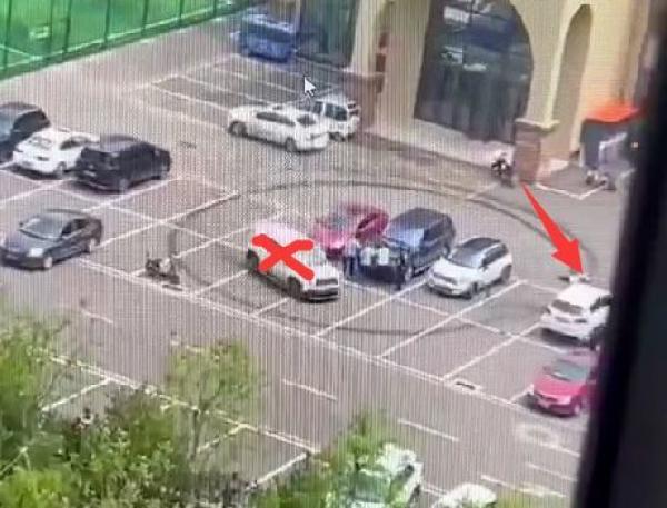 一名男子在光天化日下驾车多次辗压一名女子后逃逸。(图片来源:视频截图)