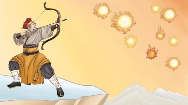 后羿射日。(绘图:Winnie Wang/看中国)