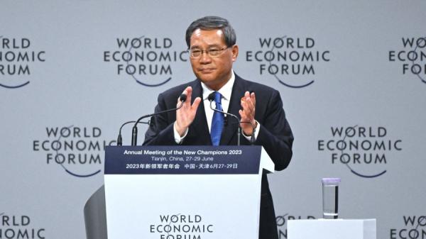 6月27日,中共国务院总理李强在天津世界经济论坛开幕式上讲话。