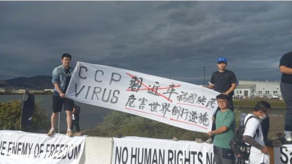 中共官媒高调报导华侨和中国留学生沿途热烈欢迎国家领导人的到来,对于海外华人抗议只字不提。(图片来源:网络图片)