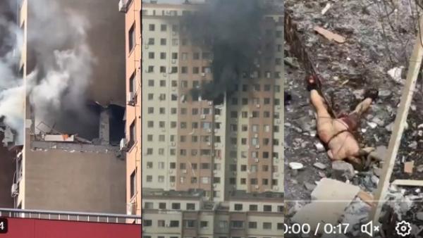 辽宁丹东凤城市一居民楼发生爆炸事故。(图片来源:视频截图)
