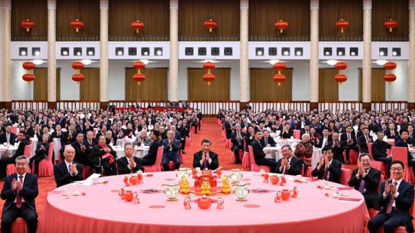 习近平与政治局常委(图片来源:视频截图)