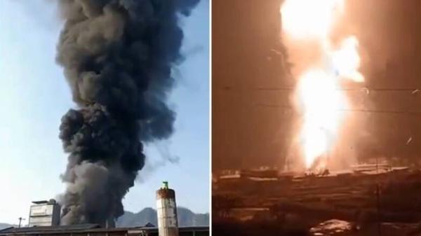 11日传出湖南、湖北化工厂相继发生爆炸事件,爆炸威力惊人,天空炸出巨大蕈状云。(图片来源:网络图片)