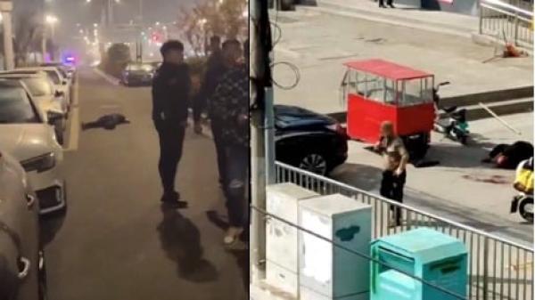苏州发生枪击案有人倒地,徐州男子砍倒3人后自刎。(图片来源:视频截图)