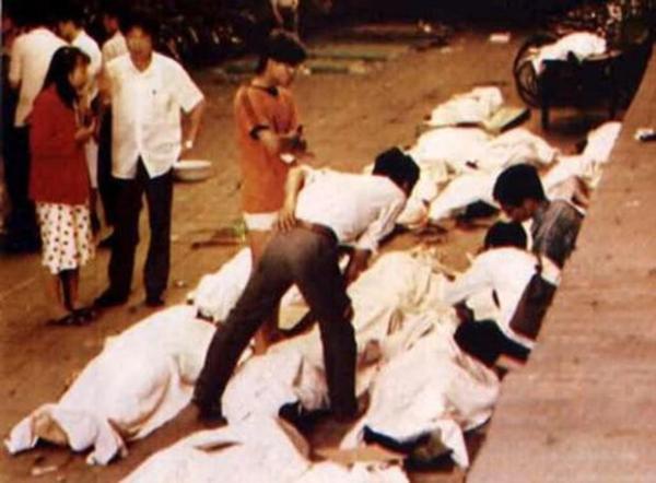 1989年六四事件,图为平民伤亡。(六四档案图)
