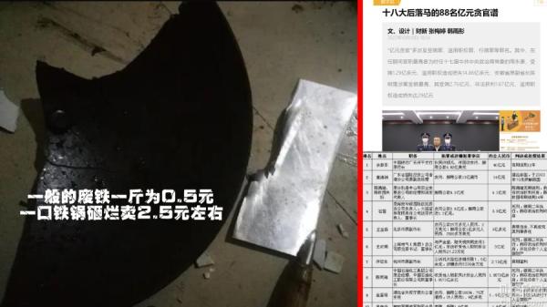 中国真实的场景,砸锅卖铁与亿元贪官(图片来源:网络截图)