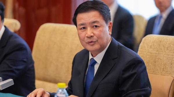 图为2024年4月26日,中共公安部长王小洪在北京钓鱼台国宾馆与美国国务卿布林肯举行会谈。