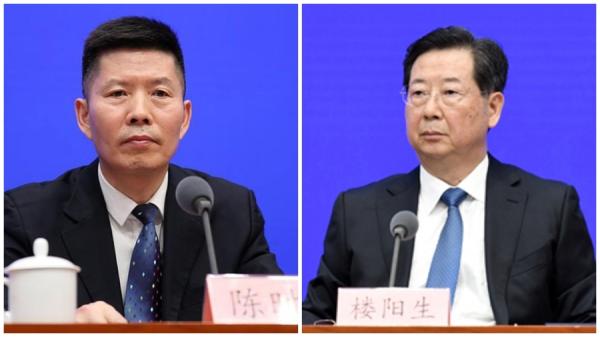 “之江新军”前河南省委书记楼阳生(右)与中共国家药品监督管理局前党组成员、副局长陈时飞(左)。(看中国合成图)