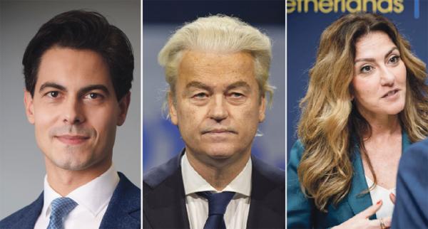 左图:罗布•耶滕六六民主党党魁(Martijn Beekman/D66/Wikipedia/Attribution); 中图:海尔特•怀尔德斯荷兰自由党党魁(Vox España/Wikipedia/CC0); 右图:迪兰•耶希尔格兹-泽赫里乌斯自由民主党党魁(Ministerie van Buitenlandse Zaken/Wikipedia/CC BY-SA 2.0)。