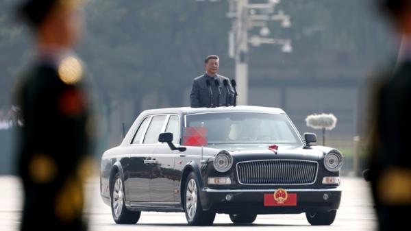 2025年9月3日,中共党魁习近平在天安门参加阅兵仪式。(图片来源:Lintao Zhang/Getty Images)