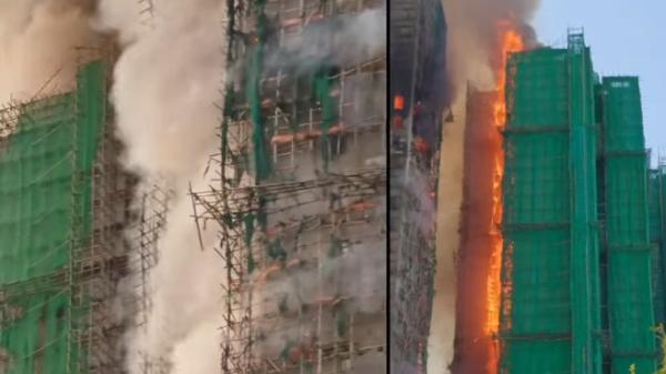 11月26日,香港宏福苑发生五级大火,伤亡惨重。(图片来源:视频截图)