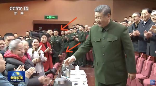 2月6日下午，习近平会见“老干部”时，警卫高度紧张。（图片来源:视频截图） 