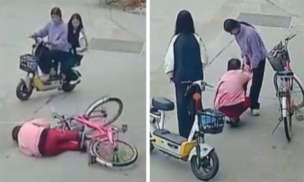 2025年3月，两名初中生搀扶一名倒地的老人，反遭索赔22万人民币。事件引发社会热议。（视频截图）