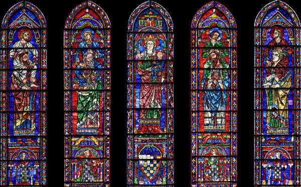 沙特尔圣母大教堂南部的一块彩色玻璃窗（PtrQs/Wikipedia/CC BY-SA 4.0）