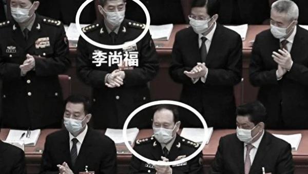 前中共国防部长李尚福、魏凤和在北京人民大会堂参加会议。（图片来源：Getty Images）