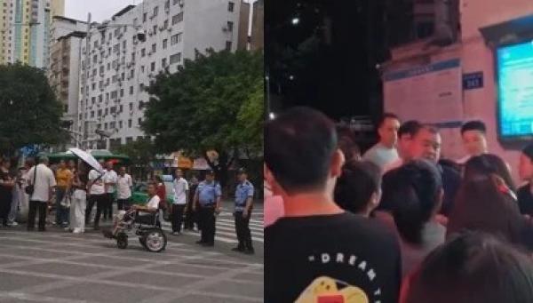 四川达州华康医院数百名医护人员连续三天集会，抗议医院欠薪、欠缴社保。（图片来源：视频截图）