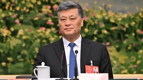 2025年3月7日,时任新疆党委书记马兴瑞在北京人民大会堂出席全国人大新疆代表团会议。(图片来源:ADEK BERRY/AFP via Getty Images)