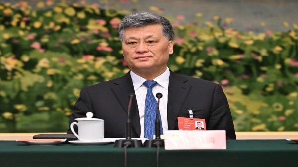 2025年3月7日,时任新疆党委书记马兴瑞在北京人民大会堂出席全国人民代表大会新疆代表团会议。(图片来源:ADEK BERRY/AFP via Getty Images)